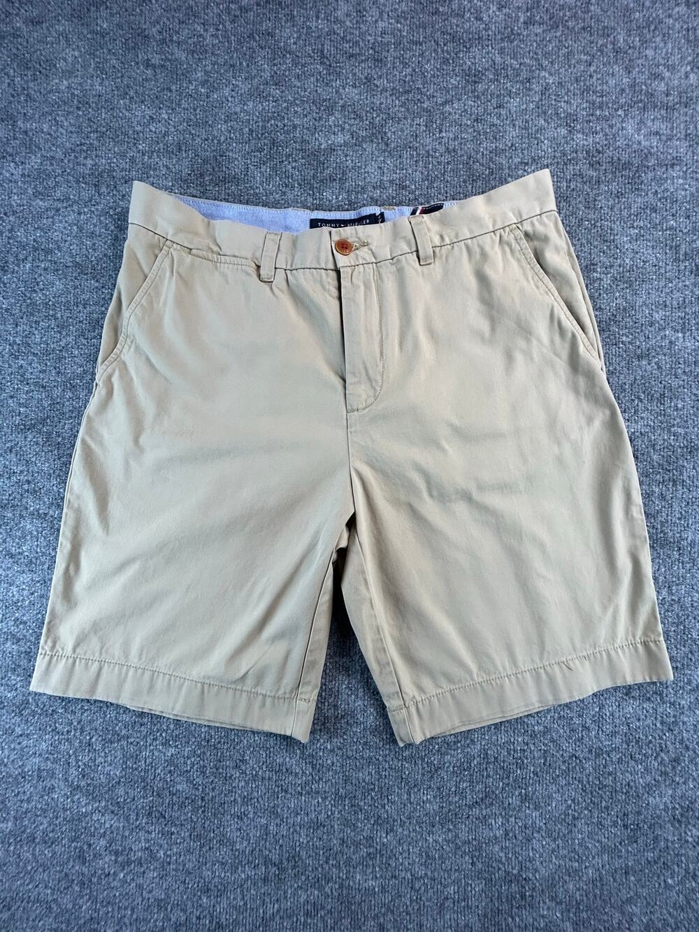 Tommy Hilfiger M Khaki Chino Shorts Size 34 Classic Fit Beige Casual Golf Preppy